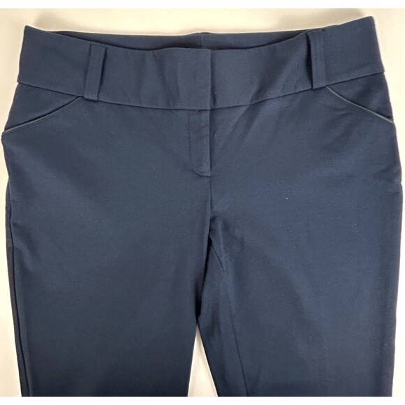 Alfani Blue Ponte Dress Pants with Slimming Panel + Faux Leather Trim Sz 14 NEW - Picture 4 of 5